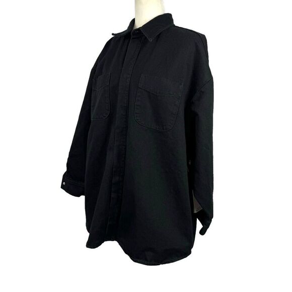 Good American Black Denim Shacket Jacket Oversized Size 1/2 Minimalist GWS999P - Picture 5 of 14